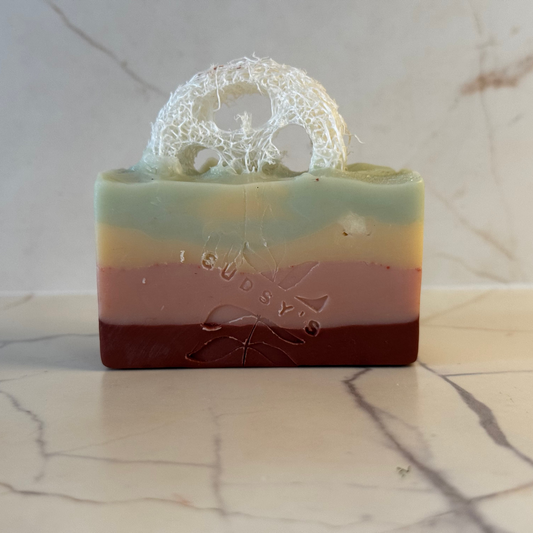 Handcrafted Clay Loofah Rainbow Soap